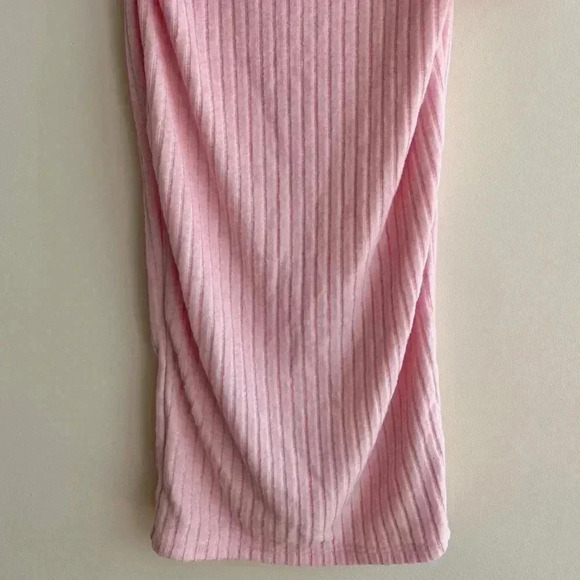 Shein Maternity Cotton Candy Pink Fuzzy Ribbed Off the Shoulder Midi Dress,Small - Picture 4 of 16